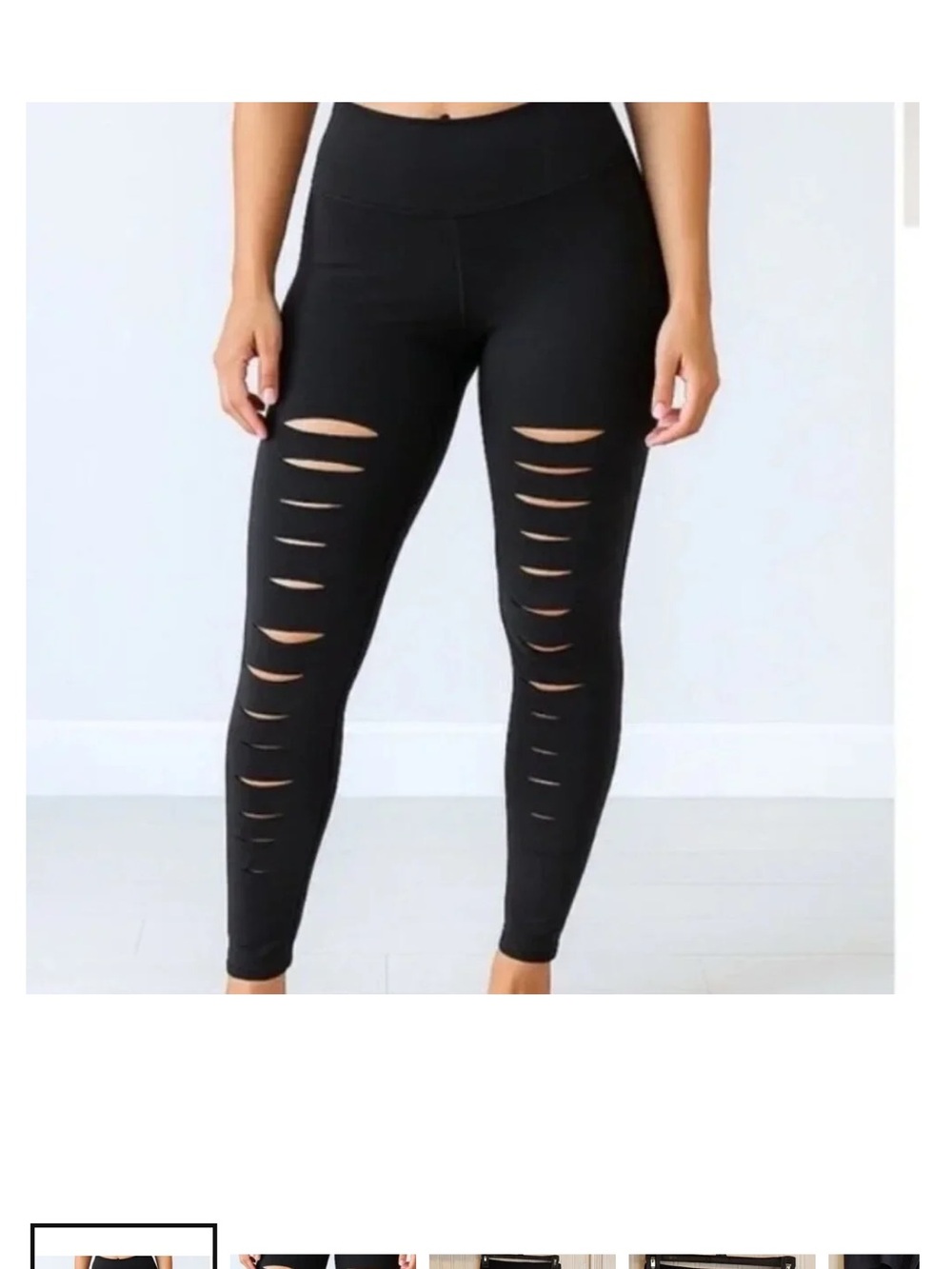 90 Degree By Reflex Black Distressed High-Waist Leggings